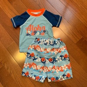 Sol Swim Two-Piece Rashguard Swimsuit - EUC